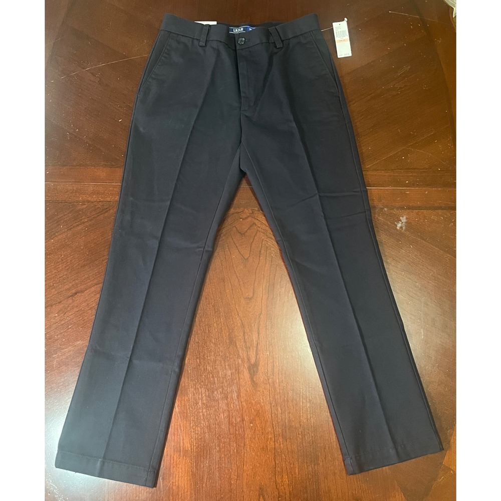 IZOD American Chino Mens 28x29 Black Straight Flat Front Non-Iron Pants NWT